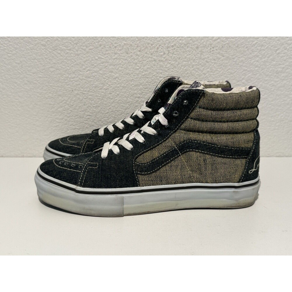 2006 VANS SK8-Hi LX LOOMSTATE SKATE SHOES SZ 8.5 BLUE DENIM POLKA DOTS SNEAKERS